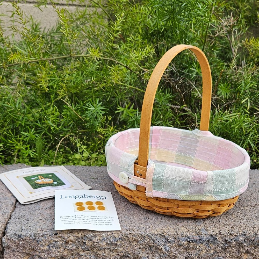 Longaberger 2002 Small Easter Basket, Liner, & Protector, & Paperwork ✨HP✨